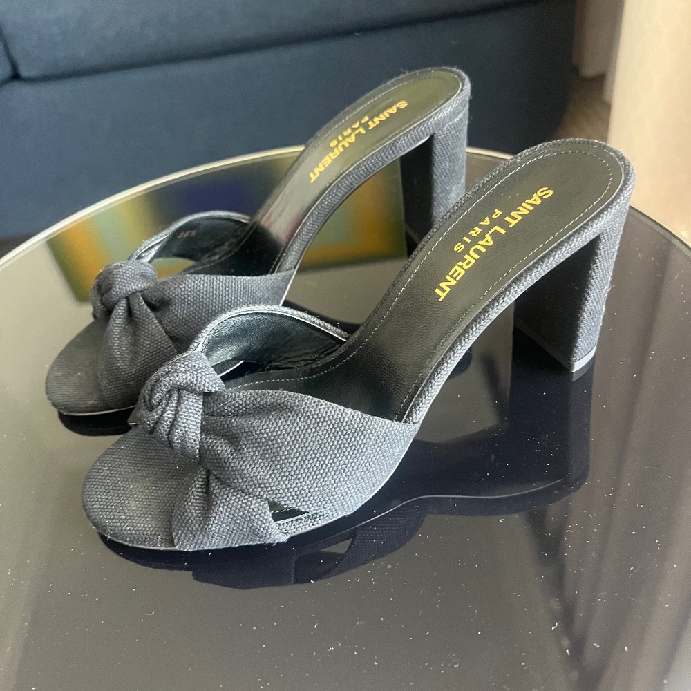 Saint Laurent Black woven mules